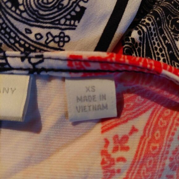 New York & Co Womens Paisley Stripe Ruffled Dress sz XS - Picture 13 of 15